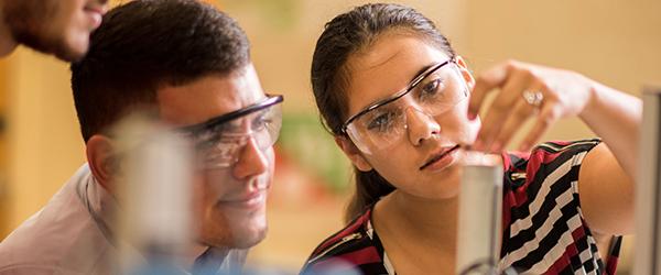 students studying in a science lab